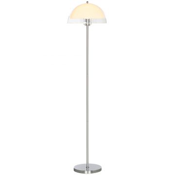 HOMCOM Lampă de Podea cu Abajur Dublu Strat pentru Living, Sufragerie, Dormitor, din Metal și Acrilic, Ø35x150 cm, Alb | Aosom Romania