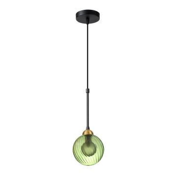 Lustră verde cu abajur din sticlă ø 12 cm Twister – Squid Lighting