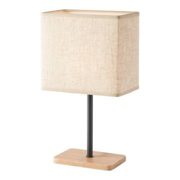 Veioză neagră/în culoare naturală cu abajur textil (înălțime 30 cm) Kate – Fischer & Honsel