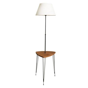 Lampadar alb/în culoare naturală cu abajur textil (înălțime 147 cm) – Opviq lights