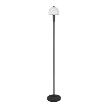 Lampadar negru cu abajur din sticlă (înălțime 120 cm) Glenn – Trio