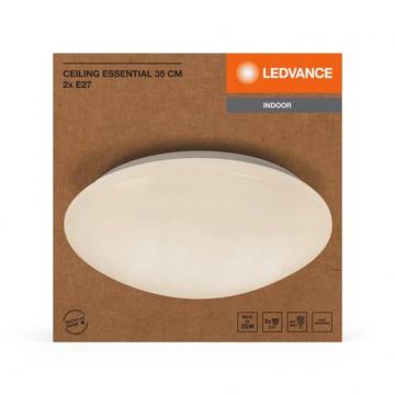 Plafoniera Ledvance Essential, excl.2xE27, Ø35cm / ↕ 12cm, IP20, metal/PMMA, Alb