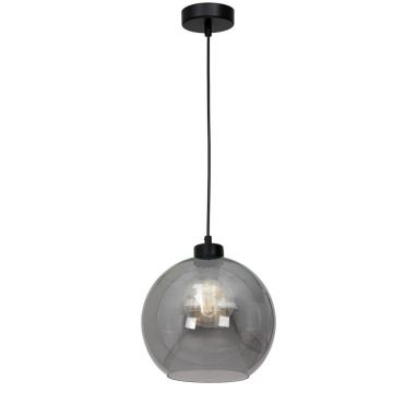 Suspensie Sofia, 1 x E27, 60 W, metal/sticla, negru/fumuriu