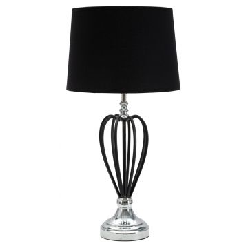 Lampa de masa Darkly Silver, Mauro Ferretti, 1 x E27, 40W, fier/poliester, negru/argintiu