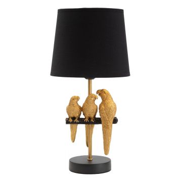 Lampa de masa Parrots, Mauro Ferretti,  1 x E27, 40W, Ø 20x39 cm, negru/auriu