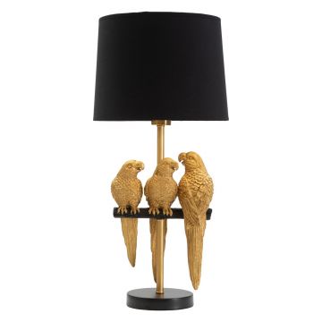 Lampa de masa Parrots, Mauro Ferretti,  1 x E27, 40W, Ø 30x62.5 cm, negru/auriu