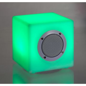 Lampa LED cu difuzor Bluetooth, Bizzotto Cube, 7 culori, cablu USB + telecomanda, 15x15x15 cm