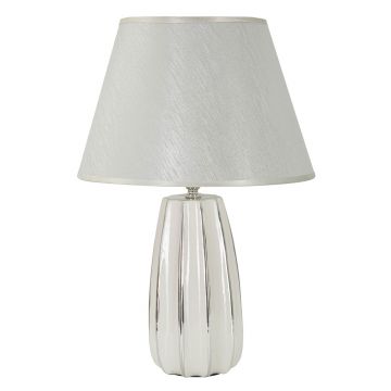 Lampa de masa Emmi, Mauro Ferretti, 1 x E27, 40W, 30x45 cm, ceramica/fier/textil, alb/argintiu