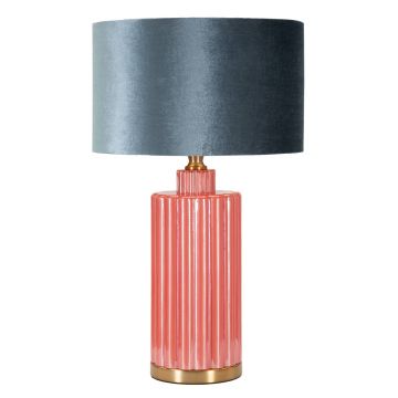 Lampa de masa Helene, Mauro Ferretti, 1 x E27, 40W, 40x70 cm, sticla/fier/catifea, rosu/albastru