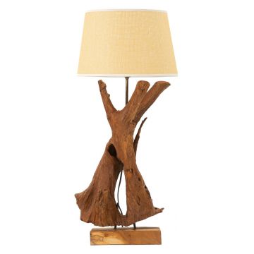 Lampa de masa Teak, Mauro Ferretti, 1 x E27, 40W, 35x80 cm, tec reciclat, lucrat manual, model unicat, maro