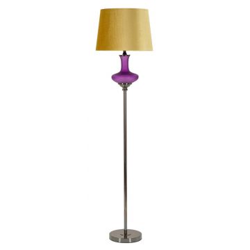 Lampadar Milva, Mauro Ferretti, 1 x E27, 40W, 40x167 cm, sticla/fier/catifea, mov/galben