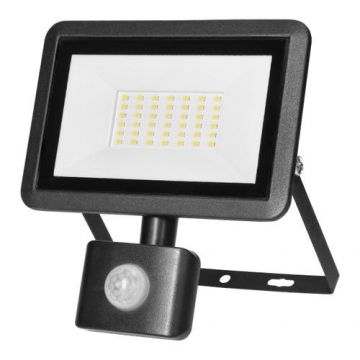 Proiector Adviti Faro AD-NL-6254BLR4, cu senzor de miscare, 30W, LED SMD, 2400lm, IP65, 4000K, aluminiu, Negru