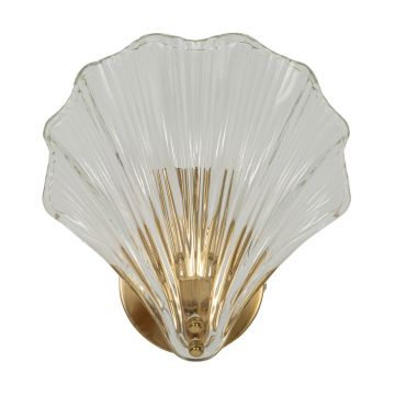 Aplica de perete Da Muro Shell, Mauro Ferretti, 1 x E14, 40W, 20x14x22 cm, sticla/fier, auriu/natural