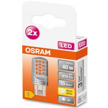 2 Becuri LED Osram PIN, G9, 4.2W (40W), 470 lm, lumina calda (2700K)