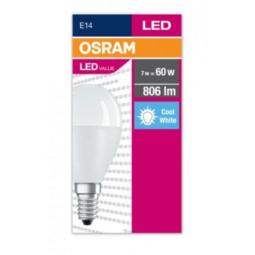 Bec LED Osram Value Classic P, E14, 7W (60W), 806 lm, luminaneutra(4000K)