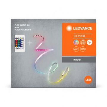 Kit Banda LED RGB Ledvance FLEX Audio cu Telecomanda, 12.5W, 220-240V, lumina color, dimabila, sincronizare muzica, IP20, 3 metri