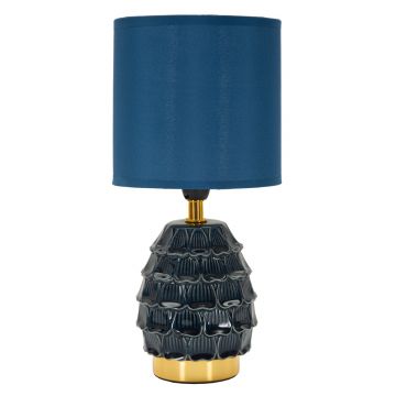 Lampa de masa Pigny, Mauro Ferretti, 1 x E14, 40W, 15x30.5 cm, ceramica/fier/textil, albastru