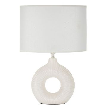 Lampa de masa Seta, Mauro Ferretti, 1 x E14, 40W, 28.5x15x43 cm, ceramica/fier/textil, alb