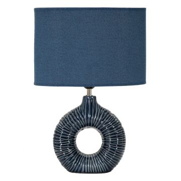 Lampa de masa Seta, Mauro Ferretti, 1 x E14, 40W, 28.5x15x43 cm, ceramica/fier/textil, albastru