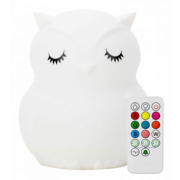 Lampa de veghe, FreeON, Silicon moale, Cu telecomanda si cablu USB, Cu 9 culori diferite si cronometru, Owl