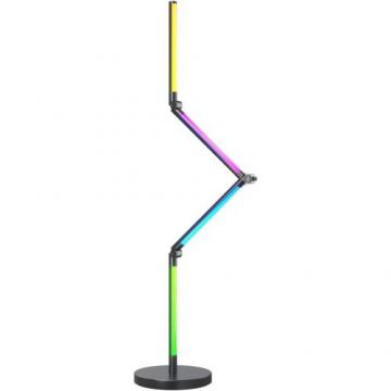 Lampadar de podea/perete LED RGB-IC inteligent Calex Gaming, Wi-Fi, Bluetooth, 12W, dimabil, lumina alba si colorata, 140 cm, Clasa energetica F