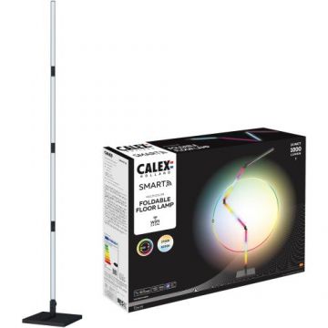 Lampadar LED RGB-IC inteligent Calex, Wi-Fi, Bluetooth, 24W, 1000lm, dimabil, lumina alba si colorata, 175 cm, Clasa energetica F