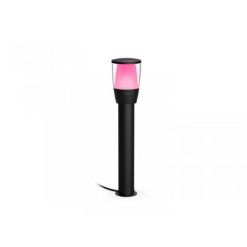 Stalp LED RGB pentru iluminat exterior WiZ Connected Elpas Bollard, 4.8W, 400 lm, lumina alba si color (2700-5000K), IP65, 52x11cm, Negru