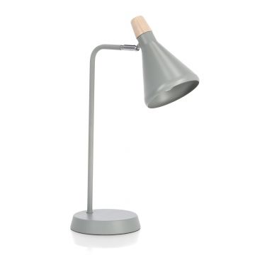 Lampa de masa Brill, Bizzotto, 26.5x15x46 cm, 1 x E14, 25W, otel/lemn de pin, gri