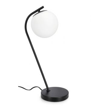 Lampa de masa Delphine, Bizzotto, 22x16x51 cm, 1 x E14, 15W, metal/sticla, negru