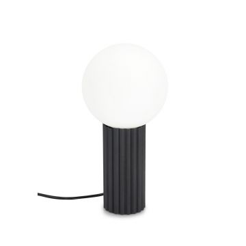 Lampa de masa Delphine, Bizzotto, D15x30 cm, 1 x E14, 15W, metal/sticla, negru