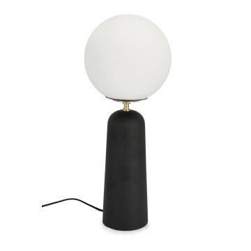 Lampa de masa Delphine, Bizzotto, D20x51 cm, 1 x E27, 15W, metal/sticla, negru