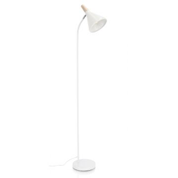 Lampadar Brill, Bizzotto, 31x20x148 cm, 1 x E27, 25W, otel/lemn de pin, alb