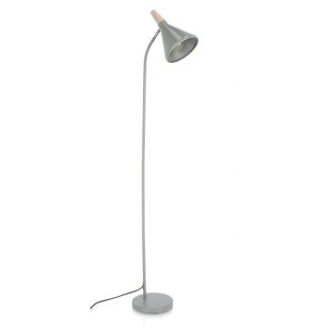 Lampadar Brill, Bizzotto, 31x20x148 cm, 1 x E27, 25W, otel/lemn de pin, gri