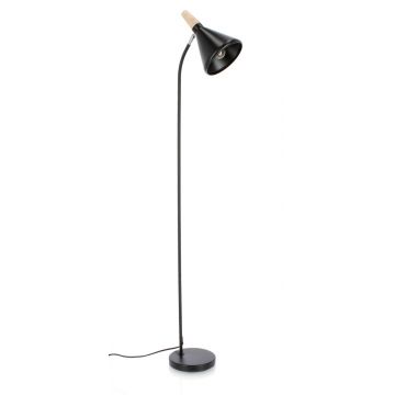 Lampadar Brill, Bizzotto, 31x20x148 cm, 1 x E27, 25W, otel/lemn de pin, negru