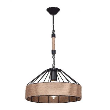 Lustra cu o singură lumina PWL-0975, E27 negru-natural, 33x61 cm