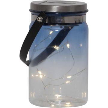 Felinar solar pentru exterior Star Trading Tint Lantern Blue, înălțime 15 cm