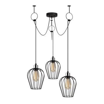 Lustră de 3 becuri Opviq lights Tel Chain, negru